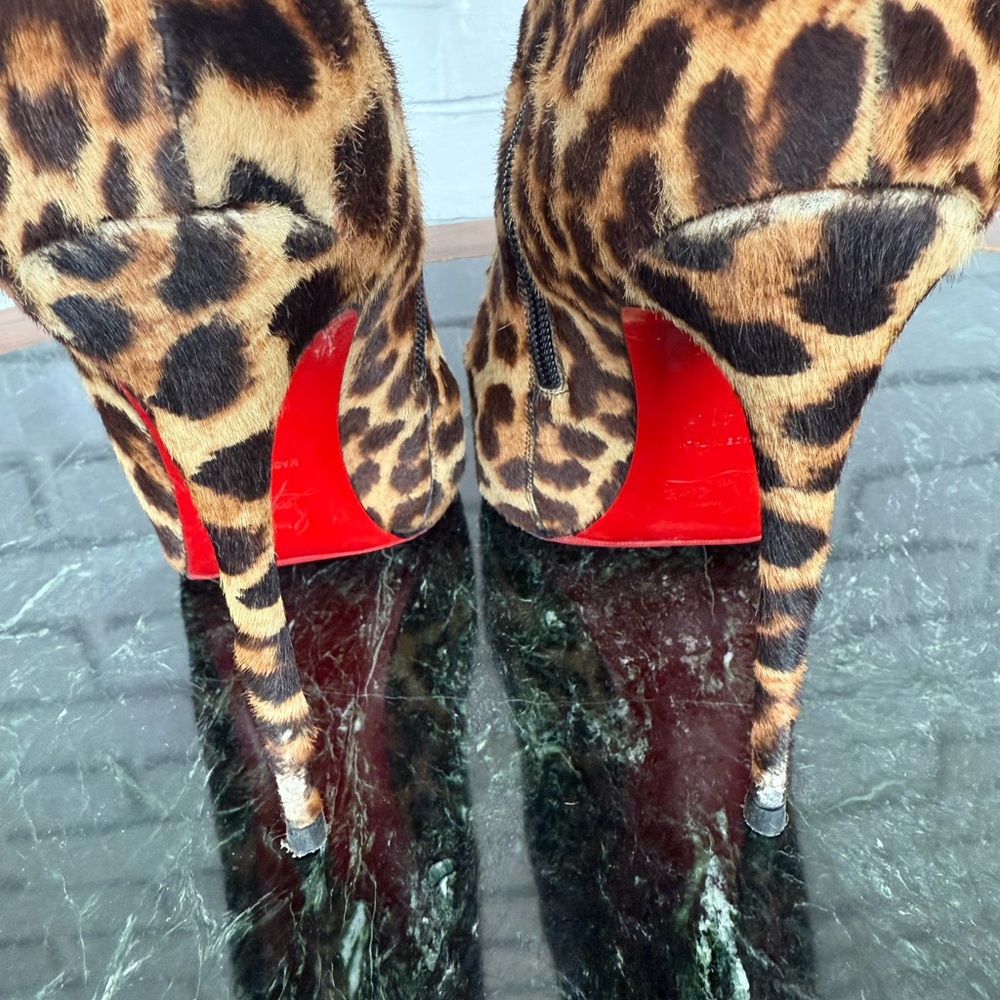 Christian Louboutin Pony Hair Leopard inside zipper HIGH Boots - Picture 4 of 11